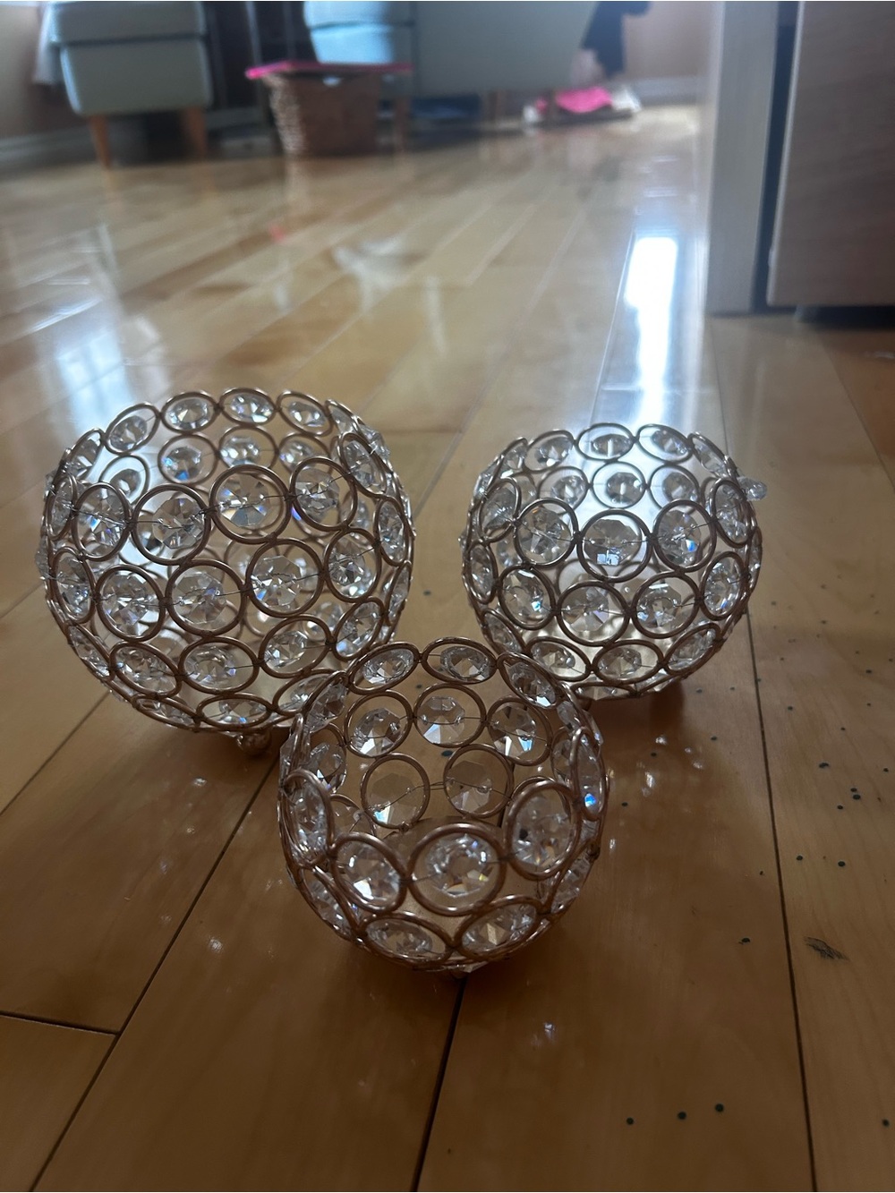 Crystal Globe Gold Accent Home Accents (Set of 3)